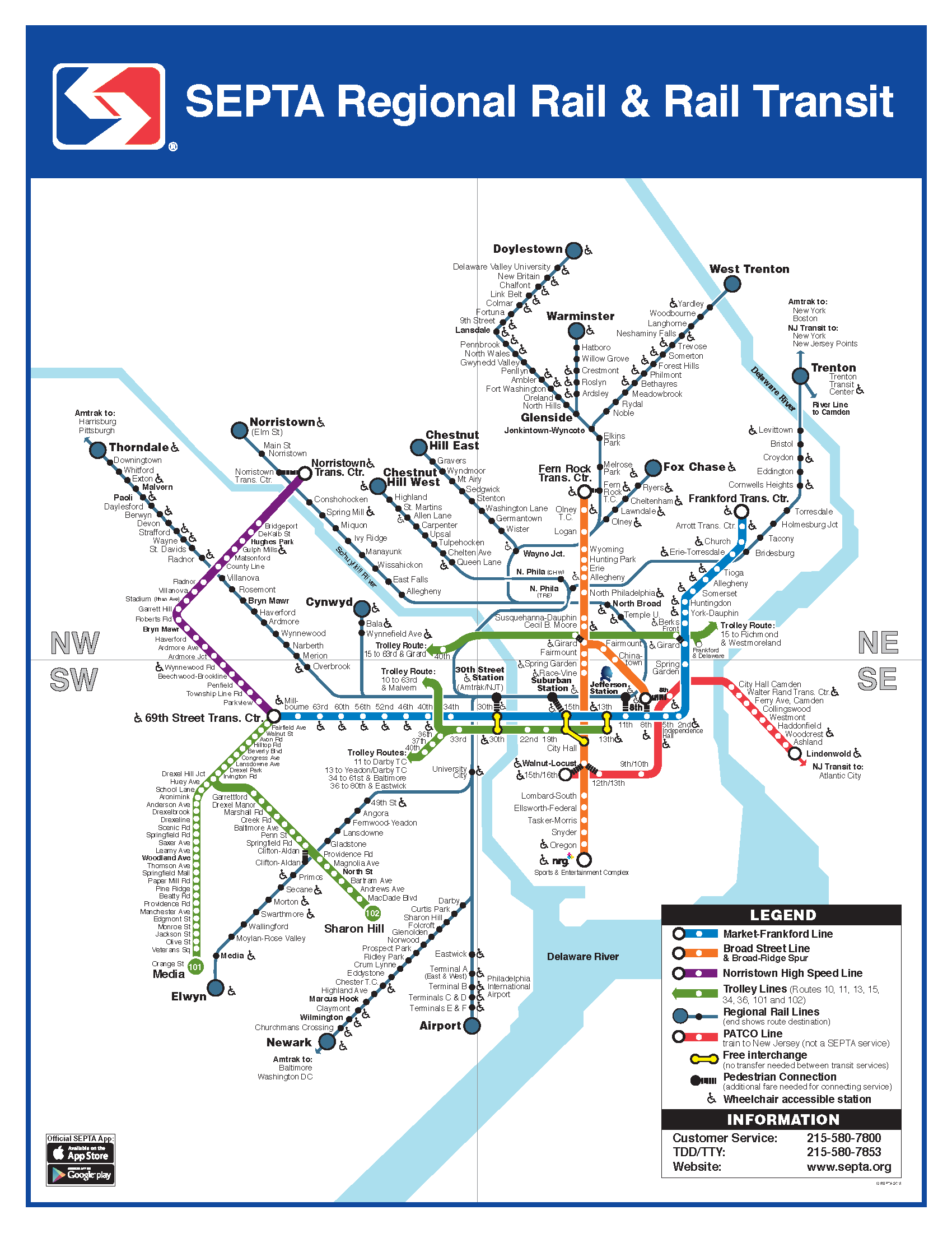 SEPTA Regional Rail & Rail Transit Map